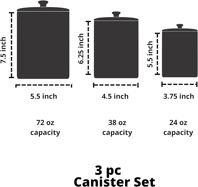 10 Strawberry Street Embossed Diamond Ceramic Kitchen Canister Set, Set of 3, Gray