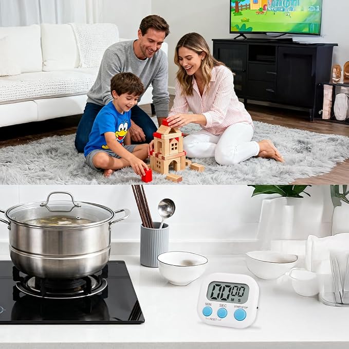 Digital Kitchen Timer, 6 Pcs Classroom Timers for Kids Teacher, Magnetic Countdown Minute Simple Timer for Cooking Study Exercise Game Baking Reading Gym Meeting Work Task Classroom (Blue/White)