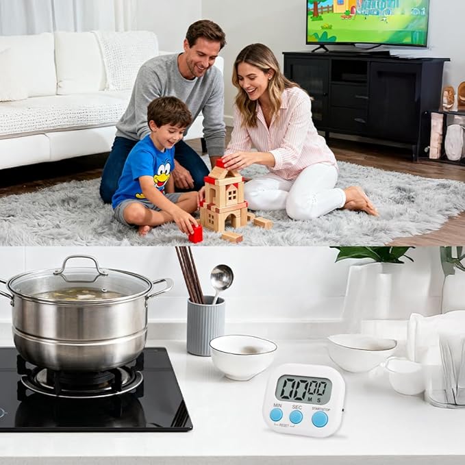 Digital Kitchen Timer, 6 Pcs Classroom Timers for Kids Teacher, Magnetic Countdown Minute Simple Timer for Cooking Study Exercise Game Baking Reading Gym Meeting Work Task (Blue/Green/White/Pink)