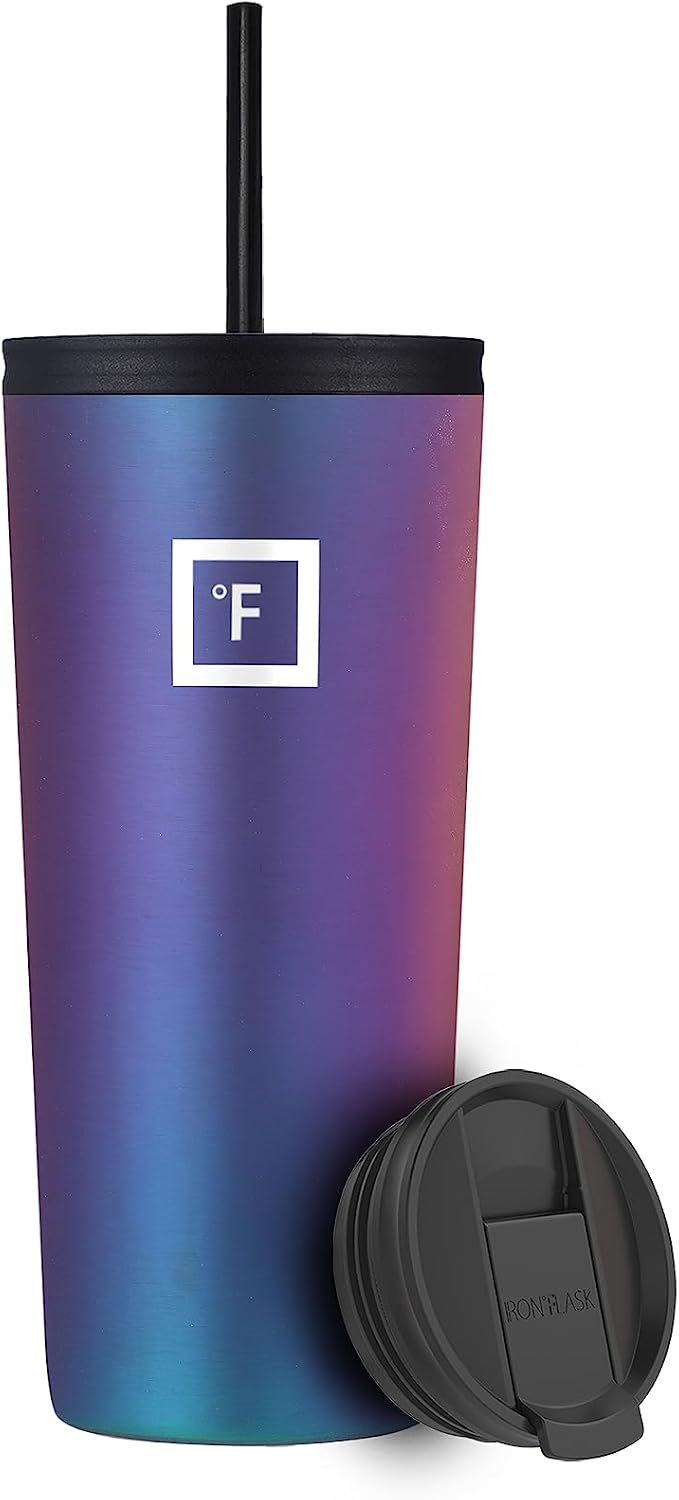 IRON °FLASK 24 oz Classic Insulated Tumbler | Vacuum Insulated Stainless Steel Tumbler with Solid Lid - Double Walled Travel Cup, Sweat Free, BPA Free (Aurora)
