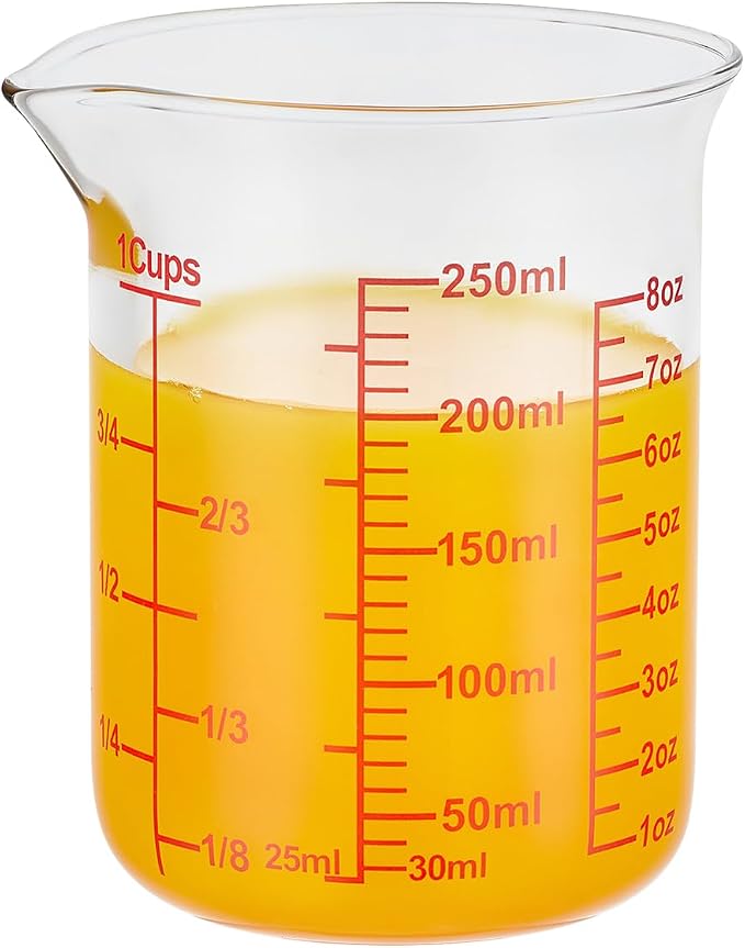 Ackers Glass Measuring Cup 1 Cup,8oz Borosilicate Liquid Measuring Cup with Spout