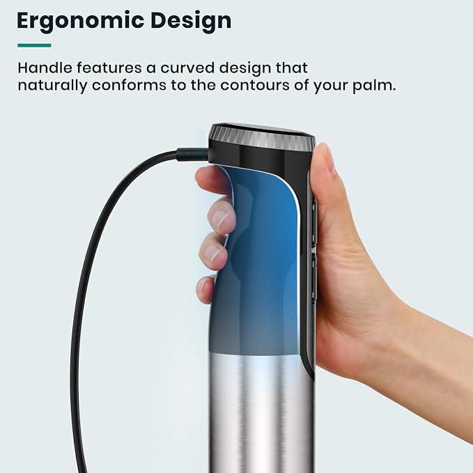 Colarlemo 1800W Immersion Blender Handheld 4-in-1 Hand Blender, Silver | Stick Blender for Ice Crushing Smoothie, Baby Food, 8 Speed & Turbo Boost, Stainless Steel Blade with Whisk, Chopper, Beaker