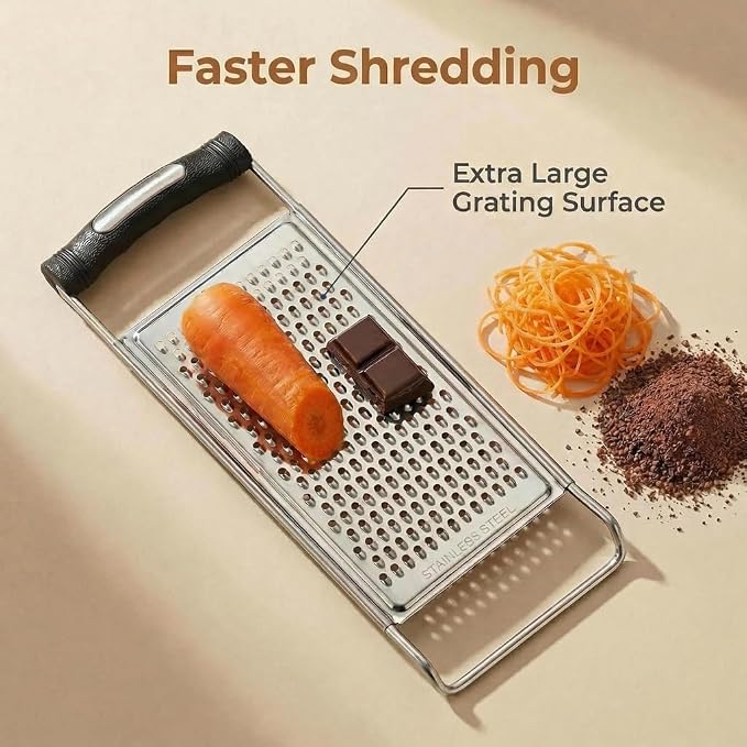 NACOLUS Classic Fine Cheese Grater & Zester,Stainless Steel Handheld | ultra-sharp,stainless cheese shredder&zester for cheese,citrus,ginger,garlic,flat design easy clean,slim for easy storage