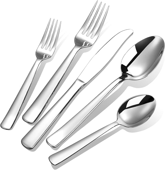 Silverware Set for 4, Prendcyx 20-Piece Heavy Duty Flatware Cutlery Set, 18/0 Food-Grade Stainless Steel Tableware Set, Dishwasher Safe for Home, Restaurant, Wedding, Party, Mirror Polished