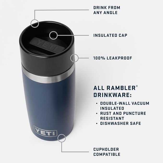 YETI Rambler 12 oz Travel Bottle, Stainless Steel, Vacuum Insulated with Leakproof Commuter Cap, Royal Blue