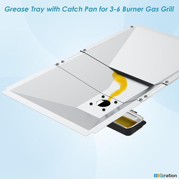 Universal Grease Tray, Catch Pan and Disposable Drip Pan for 3/4/5/6 Burner | Replacement Parts for Nexgrill 720-0830H 720-0882A, Charbroil, Dyna Glo, Kenmore Gas Grill