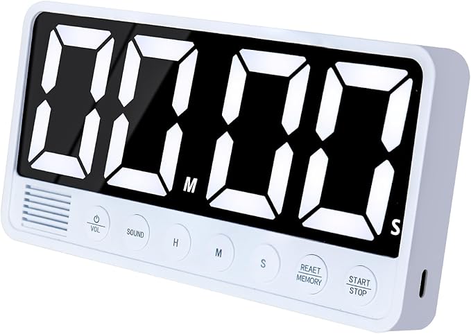 Digital Kitchen Timer, 7.1In Extra Large LED Display Countdown Timer | Rechargeable Magnetic Back, 6 Alarms 4 Levels Volume, 3 Memory Presets, Max 99Hrs, On/Off, Automatic Off for Classroom Office