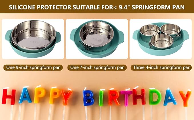 4-7-9 Inch Stainless Steel Springform Cheesecake Pan Set of 3 | Food Grade, FDA Food Contact Safe, Dishwasher Safe, Removable Bottom, Comes with Parchment Paper & Silicone Base Protector