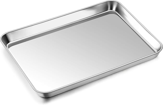 P&P CHEF Baking Sheet Pan, Stainless Steel Cookie Sheet, 12.5 Inch & 1 Pc | Oven Tray Sheet Pan for Baking & Serving, Baking Tray for Multi Uses, Heavy Duty & Non-toxic, Rust Free & Dishwasher Safe