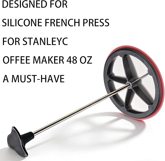 2-Pack Silicone French Press Coffee Makers compatible with Stanley Classic Stay-Hot French Press Coffee Maker 48 oz , french press coffee maker for Stanley Camping Stoves ,coffe press (Black, 2)