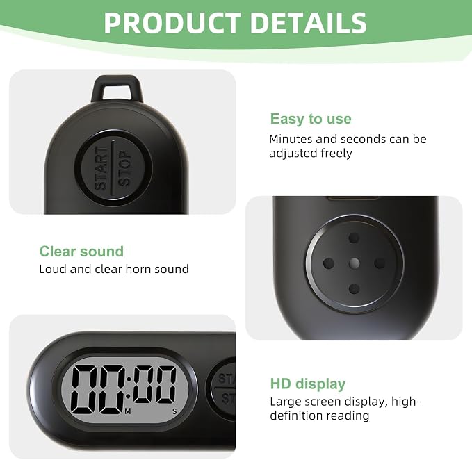 2 Pack Mini Digital Timer Keychain, Portable Countdown Timer and Stopwatch | Countdown with lcd display, small clip-on pocket timer for cooking, study, workouts, classroom and daily use