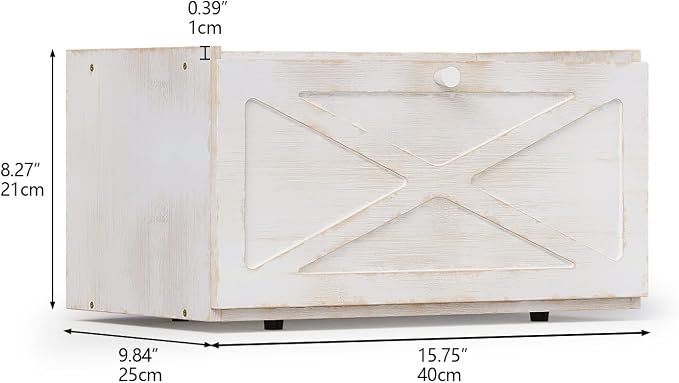 Trironsun Bamboo Bread Box for Kitchen Counter Farmhouse Bread Storage Container Large Capacity Bread Storage Bin Bread Holder (Antique White)