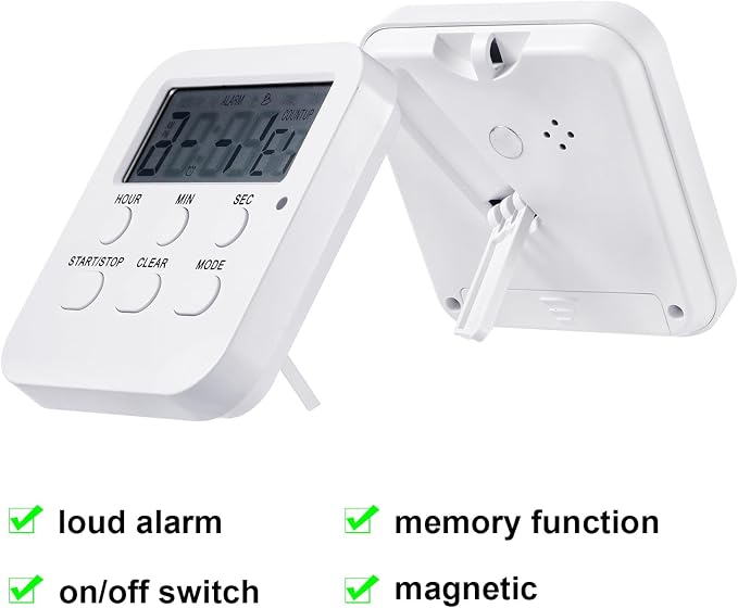 Weewooday 12 Pcs Digital Kitchen Magnetic Timer Bulk Classroom Count up Countdown Egg Timer Cute Desk Stopwatch for Back to School Teacher Kids Cooking Office(White,Cute Style)