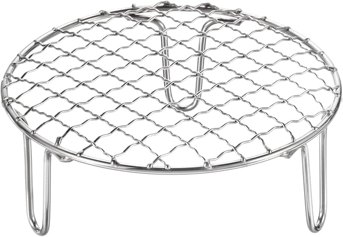 HARFINGTON Round Cooking Rack 5.9-inch Stainless Steel Cross Wire Barbecue Grill Net with 50mm Legs for Cooking Baking Steaming BBQ