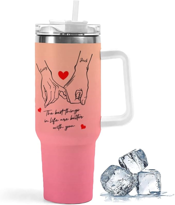 Personalized Tumbler Custom Vacuum Insulated Travel Mug Customizable Coffee Cup with Your Photos and Text Christmas Birthday Gift (40oz Design 8)