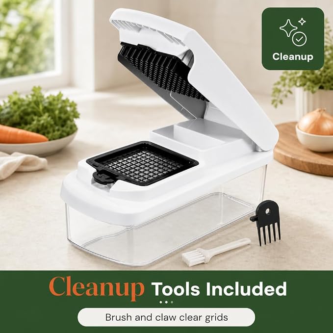 Vegetable Chopper, 15-in-1 Food Chopper with Container, Mandoline Slicer Dicer, Onion Chopper, Vegetable Cutter with Interchangeable Blades, Kitchen Gadget for Meal Prep, Fruits Veggies