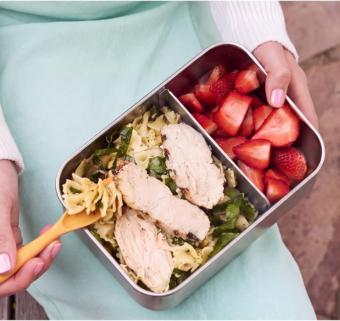 Flexibento - Leak proof Stainless Steel Lunch Box Containers with Silicone Lids, Steel Bento Box, Metal lunch Box, Navy-47OZ-Set Of 2