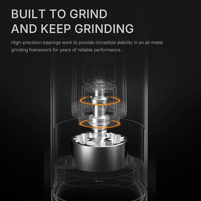 TIMEMORE Burr Coffee Grinder, Portable Electric Grinder with Metal Body, 30 Precise Settings for Espresso to French Press, Low Noise Design, Auto Stop & Clog Protection for Home & Outdoor Use (Black)