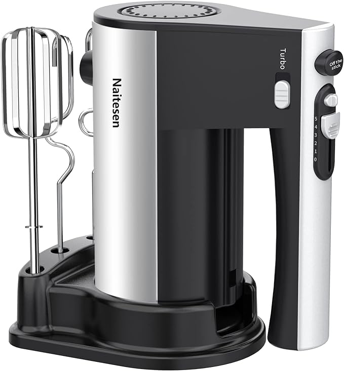 600W Powerful Hand Mixer Electric 10 Speed Powerful with Turbo | Kitchen Handheld Mixer for Baking Cake Lightweight & Personal with Egg Baking Beaters Dough Hooks, Whipping Mixing Cookies