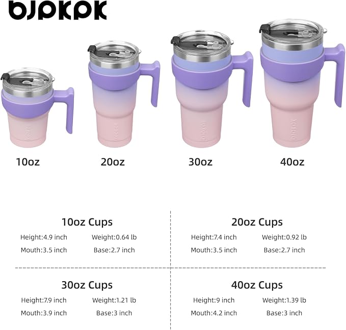BJPKPK 20 oz Tumbler with Handle & Straw, Insulated Stainless Steel Mug | Double Wall Vacuum, Keeps Hot/Cold, Thermal Cup, BPA Free, Dishwasher Safe, Cupholder Fit, Coffee & Travel, Pastel Sunset