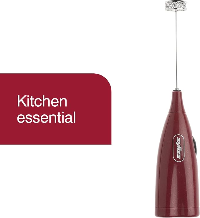 Zyliss Handheld Electric Milk Frother Wand - Versatile Drink Mixer - Frother for Coffee, Cappuccinos, Lattes or Shakes for Perfect Foam, Hot or Cold - Red