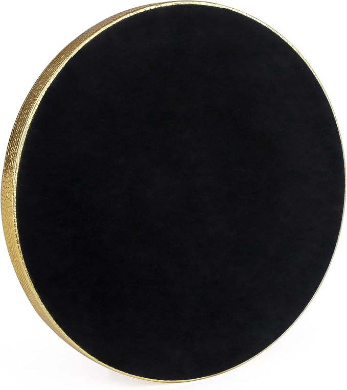 HofferRuffer Round Serving Tray 20'', Elegant Faux Leather Circle Ottoman Table Tray, Serve Tea Coffee Breakfast in Bedroom Living Room Kitchen (Gold, 20")