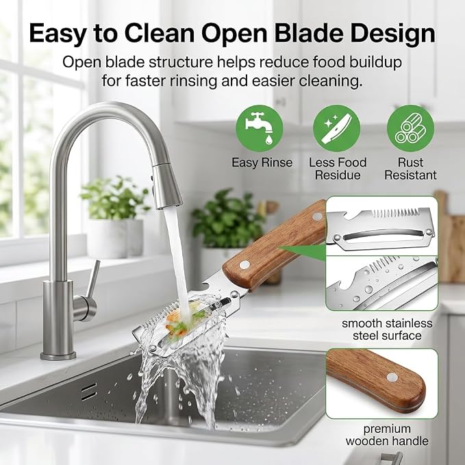 Elite Peeler and shredder, Stainless Steel Blade Thickened Heavy Duty, 0.2 ib Stable Grip, Wooden Handle Kitchen Peeler for Potato, Carrot, Cucumber, Apple, Multi-Functional Peeler Tool(2 Pack)