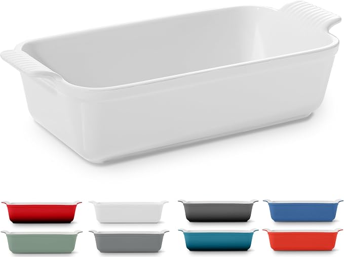 Signature Stoneware Loaf Pan | Non-Stick for Perfect Baking and Bread Making | 1lb Loaf Pan [Glossy White]