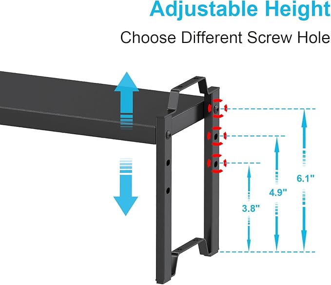 Narrow Expandable Cabinet Shelf Organizer 5.51" Width, Kitchen Counter Storage Shelves Spice Racks, Small Cupboard Countertop Tabletop Shelves Organizers, Expandable Adjustable Stackable, Load 30LBS