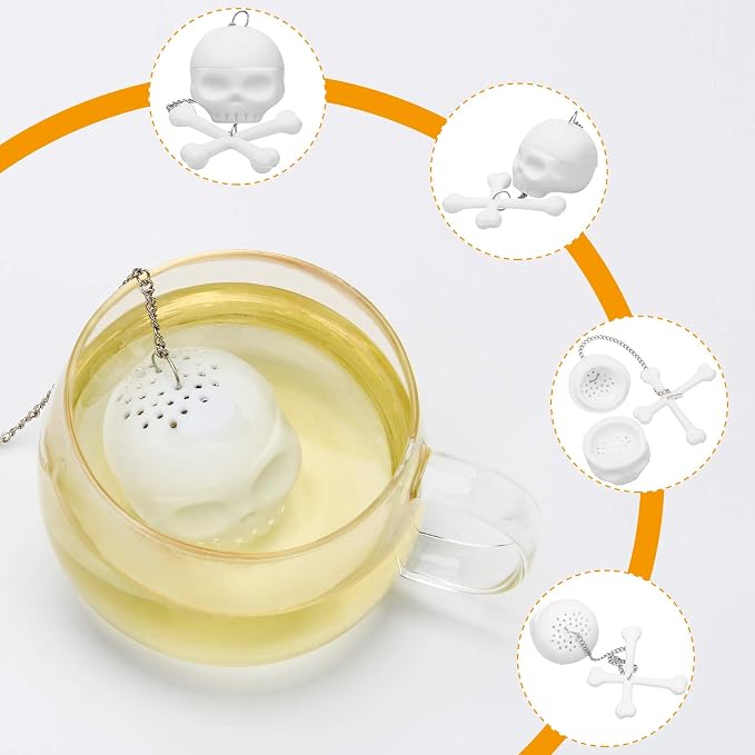 Coolrunner 2 pcs Silicone Tea Bones Skull Tea Infuser Filter | Diffuser Loose Leaf Leaves Silicone Tea Strainer