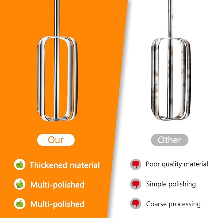 2 Pcs Hand Mixer Beaters Stainless Steel Attachments Compatible with kitchenAid Hand Mixer,Hand Mixers Replacement Parts