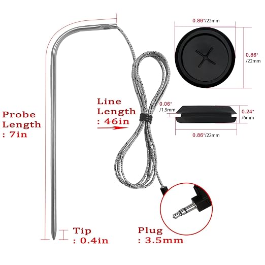 Replacement Meat Probes for Traeger Wood Pellet Grill, 2 Pack High-Temperature BBQ Waterproof Digital Thermostat Probe