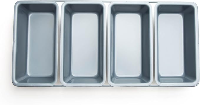 Fox Run Loaf Pan, Linked Non-Stick Mini Bread Pans, with 4 Connected Wells | Make 4 Mini Loaves At Once | Easily Release Nonstick Bread Pan | Consistent Results | Small Loaf Pan | Sourdough Bread Baking
