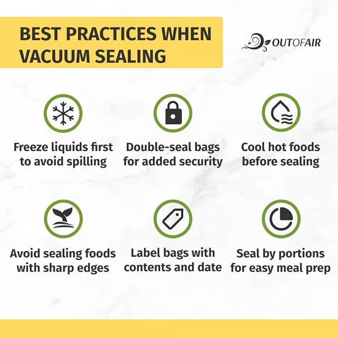 OutOfAir 100 Vacuum Sealer Bags: 4" x 6" Pre Cut Bags - Works with FoodSaver & Other Machines - 33% Thicker BPA Free, 4 Mil Commercial Grade, 4 x 6 inches
