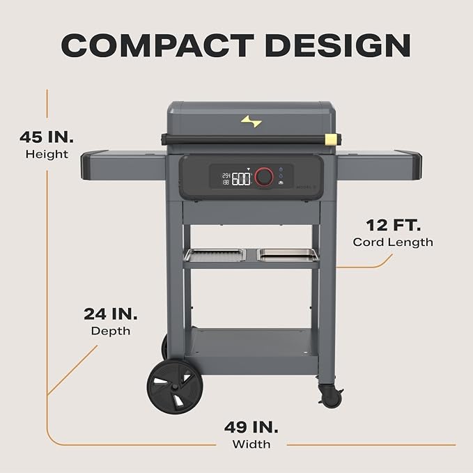 Current® Model G Smart Electric Griddle, Flat Top, Moon Dust | Apartment-Friendly and Weather-Resistant; App-Connected Control from 200°F to 600°F for BBQs, Searing and Roasting.