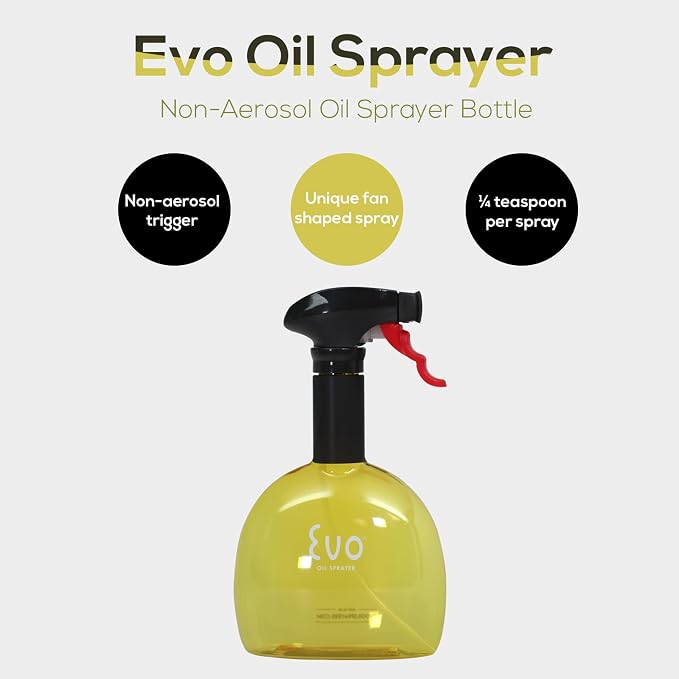 Evo Oil Sprayer Minis, Non-Aerosol for Olive, Cooking Oils, and Vinegars, 8-Ounce Capacity, 1 Each Yellow and Green | Suitable for vinegars