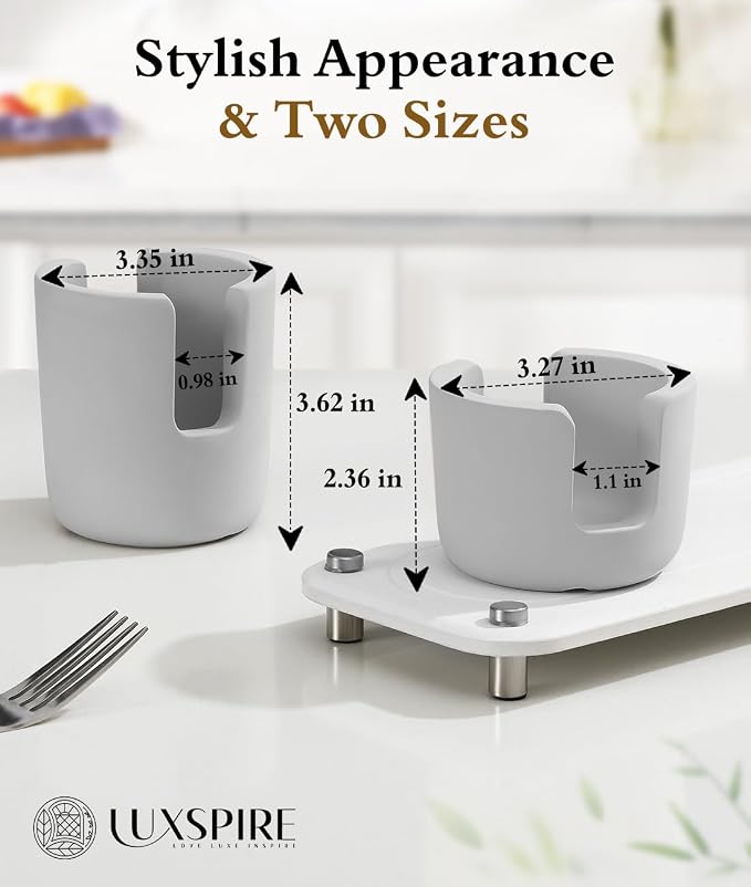 Luxspire Diatomite Sponge Holder for Kitchen Sink, Fast Drying, Light Gray | Diatomite Stone Material, Quick-Drying & Water Absorbing stone dish sponge, For Kitchen Sink Counter, Easy to Maintain