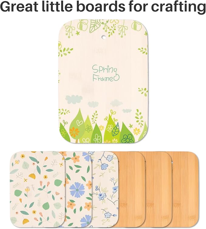 Bamboo Cutting Board Set for Kitchen,Small Cutting Boards with Holder,Serving Boards for Sandwich Cheese Meal Breakfast
