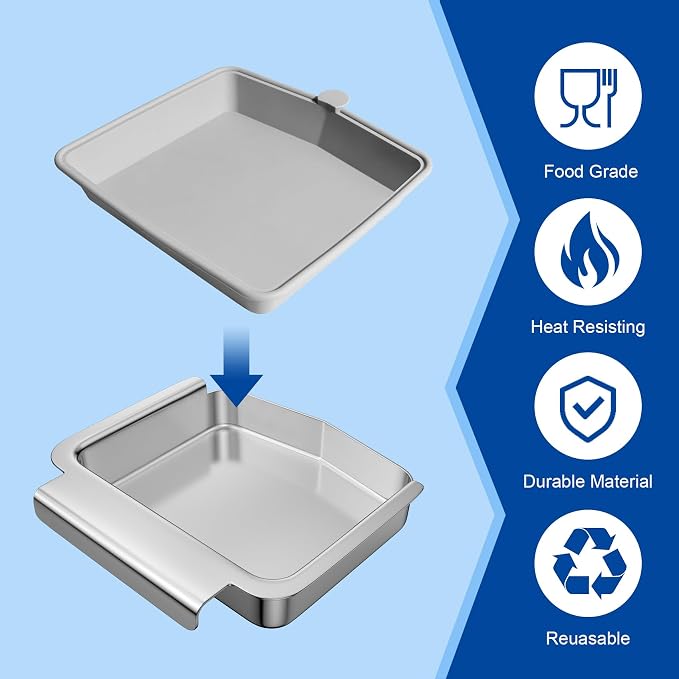 62006 Drip Pan for Napoleon TravelQ 285 Series, Stainless & Silicone | Fits TravelQ PRO285-BK Q285X-RD-1-A PRO285X-BK TQ285-BL-1 TQ240-BL Grill Parts. Heat-resistant, Dishwasher-Safe, Reusable.