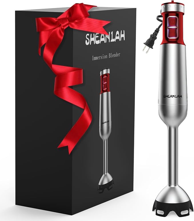 Powerful Immersion Blender handheld, 2026 New Update Hand Blender, Scratch-Resistant Corded Hand Mixer with Heavy-Duty Copper Brushless Motor and Gift Box Red
