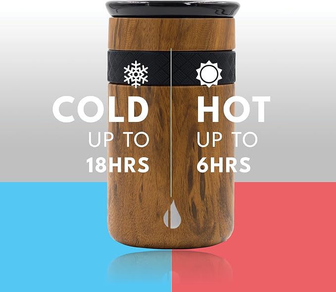 Elemental Artisan 12oz Triple-Wall Insulated Coffee Tumbler w/Ceramic Lid | Triple Wall Coffee Travel Mug, Reusable Stainless Steel Coffee Tumbler; Thermal Coffee Cups for Hot (6 Hrs) & Cold (18 Hrs)