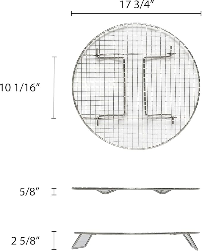 TrueCraftware- 17-3/4” Round Steamer Rack/Cooling Rack Nickel Plated- Steamer Insert for Veggie Fish Seafood Cooking for Cooling Steaming Baking Cooking Lifting Food in Pots Cake Pan Pressure Cooker