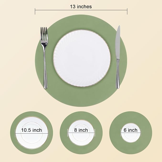 SHACOS 100 PCS Round Paper Placemats 13 inch Disposable Paper Place Mats for Dinner Wedding Birthday Party Festival Table Decoration Indoor Outdoor, Sage Green (Pack of 2)