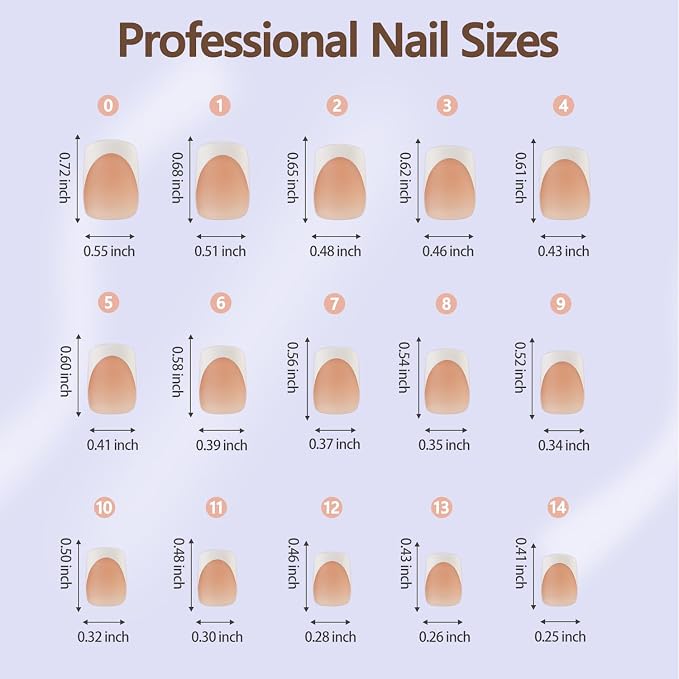 Misssix 150Pcs French Tip Press on Nails Short Square Brown Gel Fake Nails | No Need to File 3 in 1 Tips Pre-lasting, Fake Nails for Nail Art DIY 15 Sizes