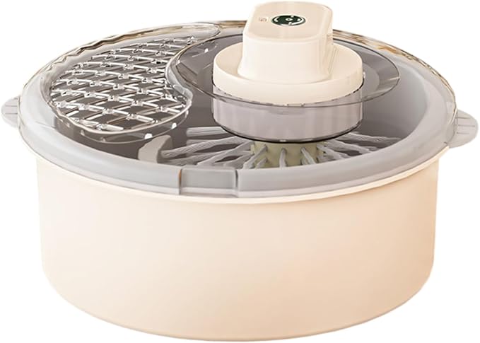 Fruit Vegetable Cleaner Spinner Collapsible Double Layer Washing Bowl | Manual washer with built-in scrubber to clear surface residues, great for berries and various produce cleaning