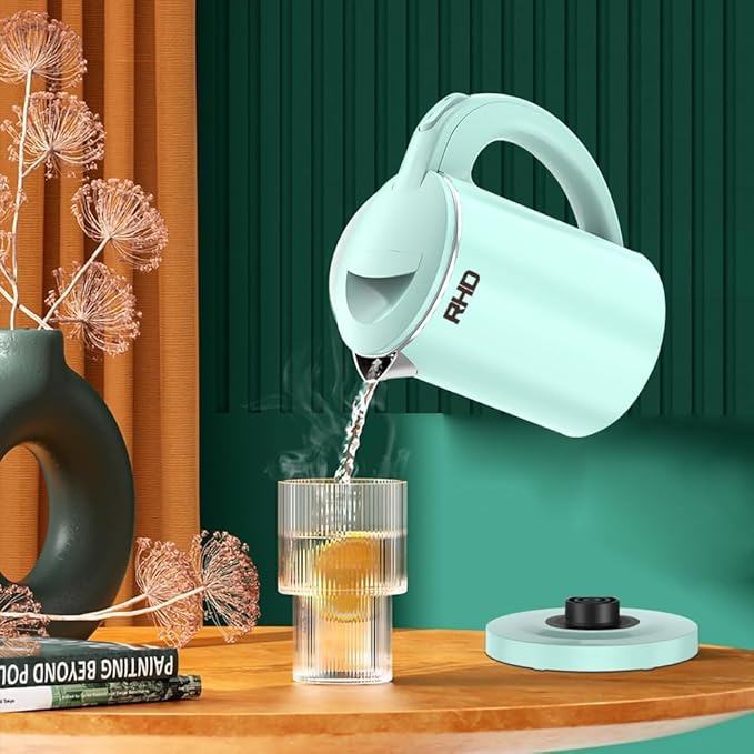 RHD 0.5L Small Portable Electric Kettle, 600W Stainless Steel Travel Kettle | Auto Shut-Off, Boil-Dry Protection, 304 BPA-Free Hot Water Boiler, Fast Boiling for Travel, Office, Dorm, Camping, Tea,Coffee