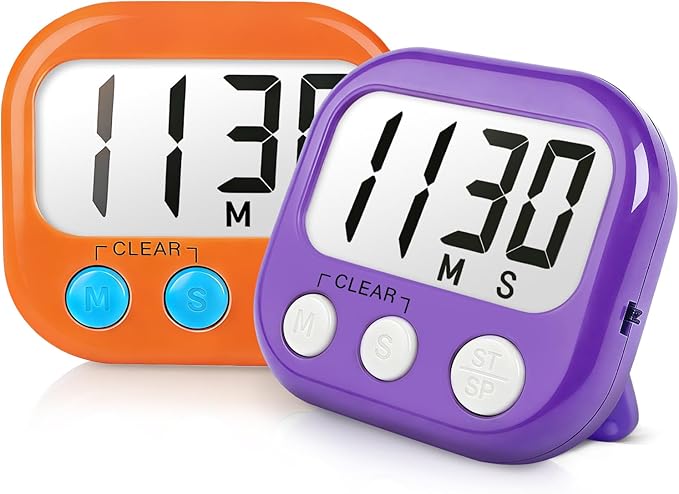 Classroom Timers for Teachers Kids Large Magnetic Digital Timer Teacher Supplies 2 Pack-Orange Purple