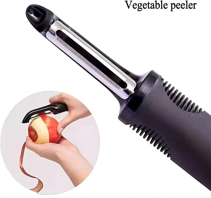 Vegetable Peeler,Non-Slip Handle,Sharp Stainless Blade for Potato | Multifunctional Peeler,Built-in Potato Eye Remover, Zero Snag, Ergonomic Grip,Plastic Blade Guard for Fruit Pumpkin (Black)