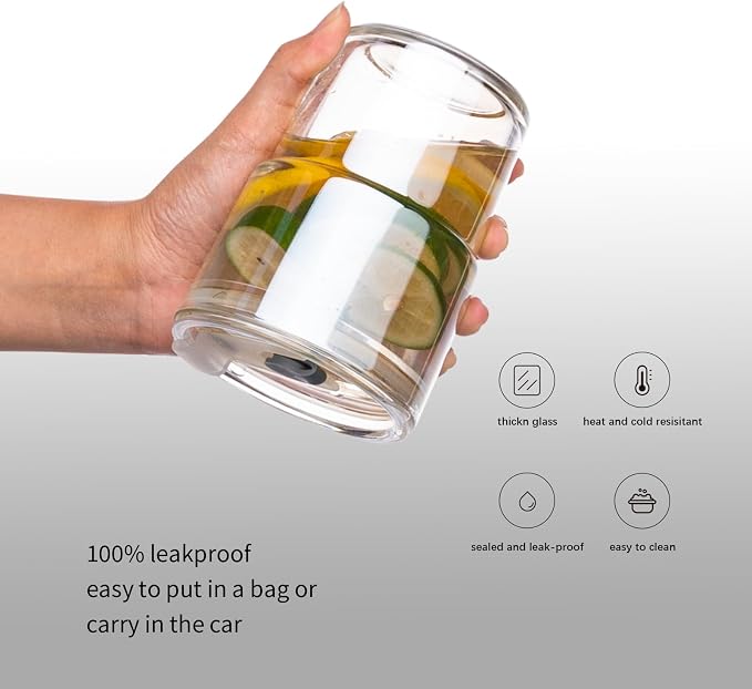 BLUEPOLAR 13oz/400ml Tumbler Water Glass, Cups with Straw and Lid Sealed Carry on for Coffee, Iced Tea, Thick Wall Insulated Glass Cup (white,2pack)