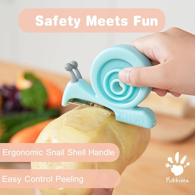 Kibbidea Vegetable Peeler, Kids Fruit Potato Peeler for Kitchen | Protective Cover, Cut-proof Glove, Kids Cooking Tools, Cute Kitchen Accessories